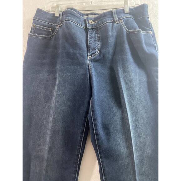 Chicos 2 Jeans Womens Large Short Blue Denim So Slimming 5 Pocket - Picture 6 of 10